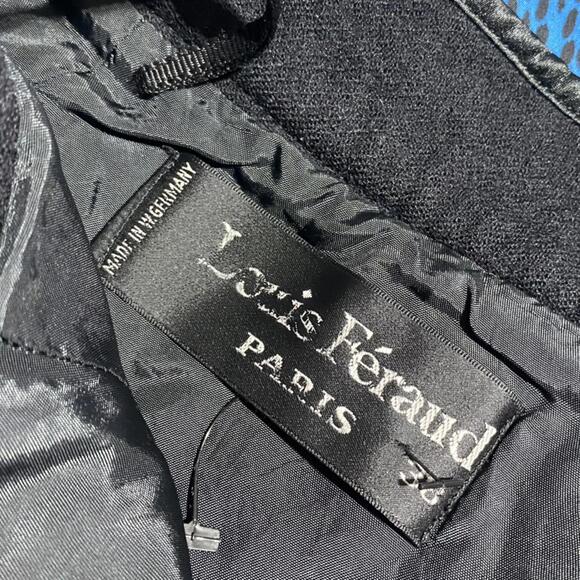 Louis Feraud Vintage A Line Designer Skirt Wool Black 1970's Excellent 38 (US 6) - Picture 3 of 7